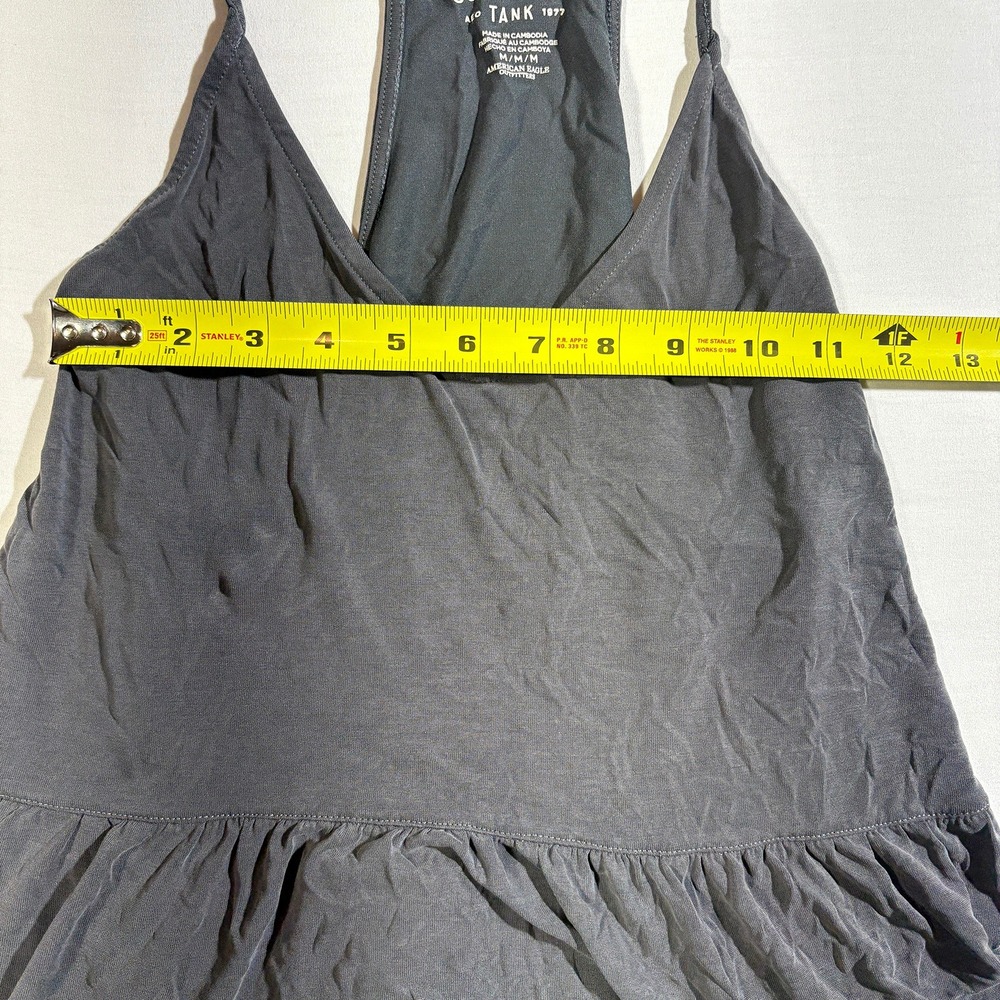 American Eagle Soft Sexy Tank Gray Peplum Womens Medium Strappy Loosefit Grunge - Picture 5 of 5